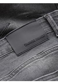 Ombre Clothing - Męskie spodnie jeansowe TAPERED FIT z przeszyciami i podwiniętymi nogawkami – szare V2 - Rozmiar: XXL. Okazja: na co dzień. Kolor: szary. Materiał: jeans. Wzór: aplikacja. Styl: casual, elegancki #7