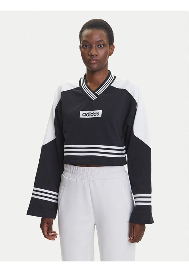 Adidas - adidas Bluza Blocking JW7273 Czarny Loose Fit. Kolor: czarny. Materiał: bawełna
