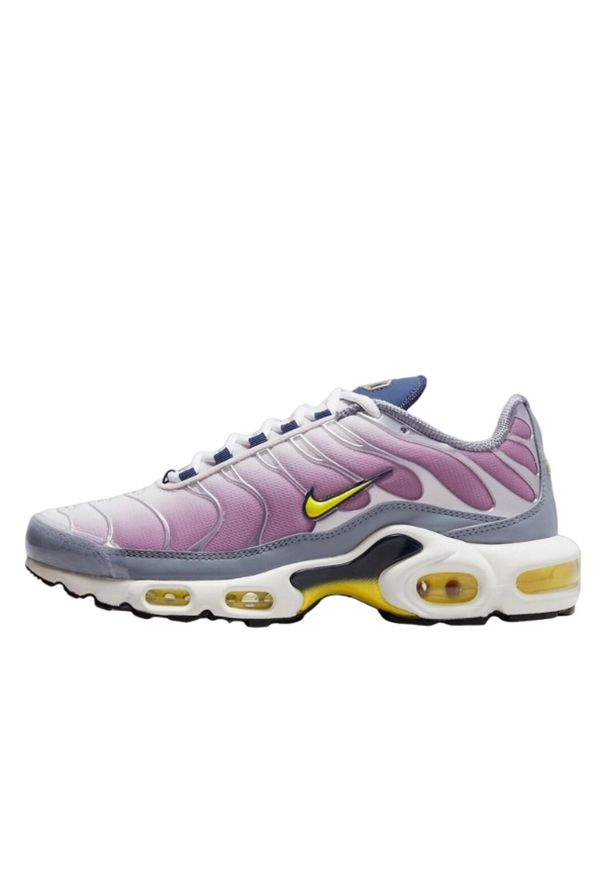 Buty do chodzenia damskie Nike W Air Max Plus. Zapięcie: sznurówki. Kolor: fioletowy, wielokolorowy. Materiał: syntetyk, tkanina, materiał. Szerokość cholewki: normalna. Model: Nike Air Max. Sport: turystyka piesza