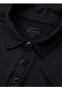 Ombre Clothing - Polo koszulka z długim rękawem zapinana na eleganckie, brandowane guziki – czarna V1 - Rozmiar: XXL. Okazja: na co dzień. Typ kołnierza: polo. Kolor: czarny. Materiał: nylon, elastan, skóra, dzianina. Długość rękawa: długi rękaw. Długość: długie. Styl: elegancki #7