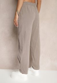 Renee - Szare Spodnie z Bawełny High Waist Galili. Okazja: na co dzień. Stan: podwyższony. Kolor: szary. Materiał: bawełna. Styl: klasyczny, casual, elegancki #4