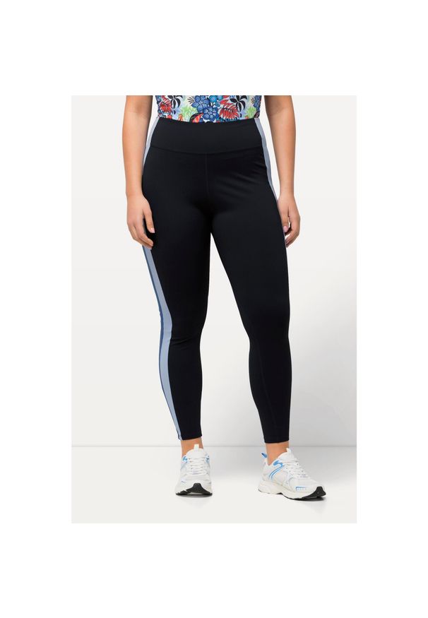 ULLA POPKEN - Damskie Sportowe legginsy szybkoschnące wysoki stan. Stan: podwyższony. Kolekcja: plus size. Kolor: niebieski. Materiał: materiał, elastan, poliamid