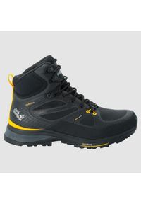 Buty trekkingowe męskie Jack Wolfskin Force Trekker Texapore Mid. Wysokość cholewki: za kostkę. Zapięcie: sznurówki. Kolor: żółty, wielokolorowy, czarny. Materiał: materiał, tkanina, syntetyk. Szerokość cholewki: normalna