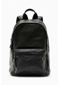 AllSaints plecak skórzany CARABINER BACKPACK męski kolor czarny duży gładki MB519X. Kolor: czarny. Materiał: skóra. Wzór: gładki #1