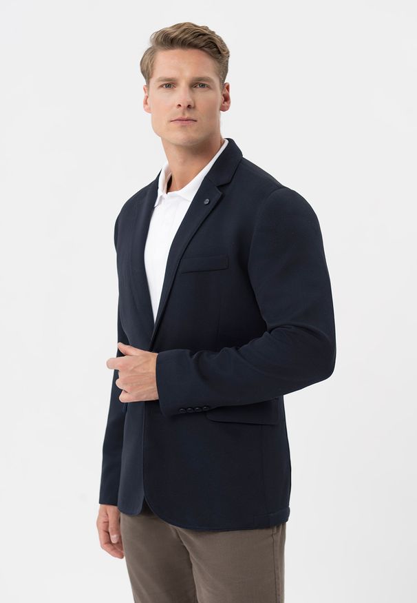 Volcano - Marynarka jednorzędowa JB-BOND. Okazja: na co dzień. Materiał: dzianina. Styl: casual, klasyczny, sportowy