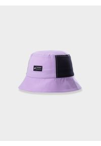 4f - Kapelusz bucket hat z filtrem UV damski. Kolor: fioletowy. Materiał: dzianina, materiał. Wzór: napisy. Styl: casual #2