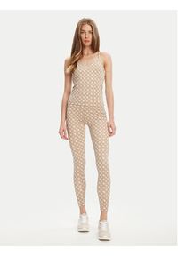 Guess Legginsy V5YB18 MC03W Beżowy Slim Fit. Kolor: beżowy. Materiał: syntetyk #5
