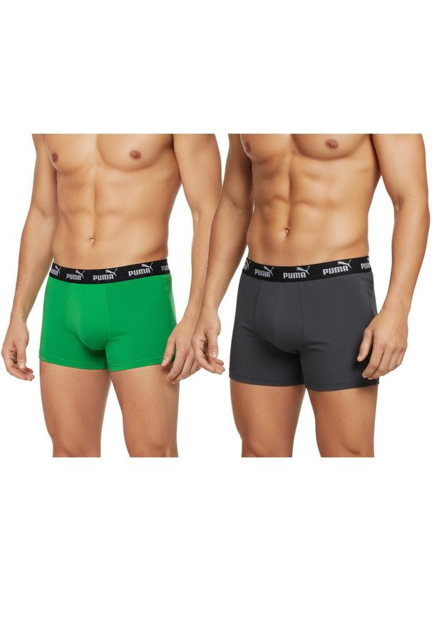 Bokserki majtki męskie Puma 2-Pack. Kolor: zielony, szary, wielokolorowy. Materiał: materiał. Sport: fitness