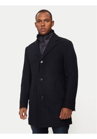 Hechter Paris Płaszcz wełniany 45014 142270 Granatowy Regular Fit. Kolor: niebieski. Materiał: wełna, syntetyk #1