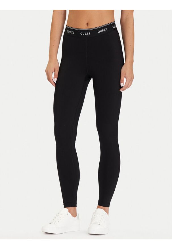 Guess Legginsy V5BB06 K1942 Czarny Slim Fit. Kolor: czarny. Materiał: syntetyk