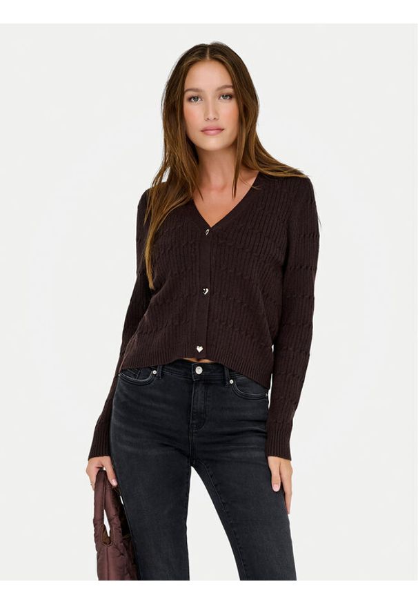 only - ONLY Kardigan Katia 15310902 Brązowy Regular Fit. Kolor: brązowy. Materiał: syntetyk