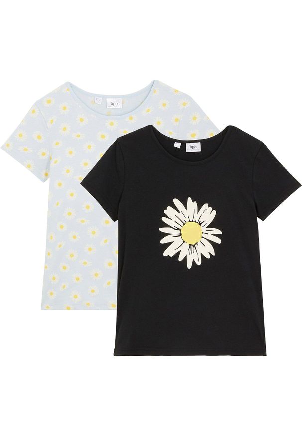 bonprix - T-shirt z czystej bawełny (2 szt.). Kolor: niebieski. Materiał: bawełna