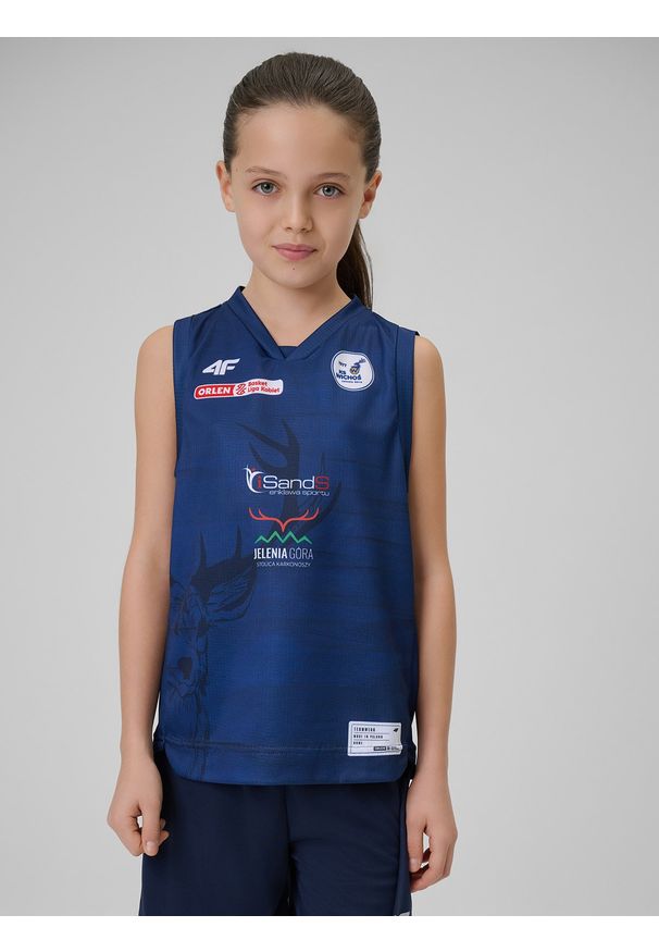 4f - 4F Koszulka meczowa replika wyjazdowa z sezonu 2025/26 dziecięca 4F x Isands Wichoś Jelenia Góra - granatowa 146/152 (10-12 lat). Kolor: niebieski. Materiał: materiał. Długość: długie. Wzór: nadruk. Sezon: lato. Sport: fitness