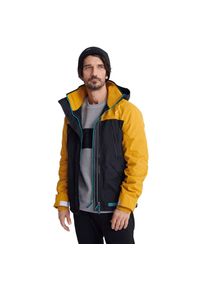 Superdry - Kurtka turystyczna męska Hooded Arctic Attacker. Kolor: czarny, wielokolorowy, żółty. Materiał: nylon. Sezon: zima, jesień. Sport: turystyka piesza