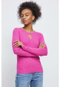 medicine - Medicine sweter damski kolor różowy lekki. Kolor: różowy. Materiał: materiał. Długość rękawa: długi rękaw. Długość: długie #5