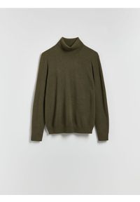 Reserved - Golf z kaszmirem - zielony. Typ kołnierza: golf. Kolor: zielony. Materiał: kaszmir #1