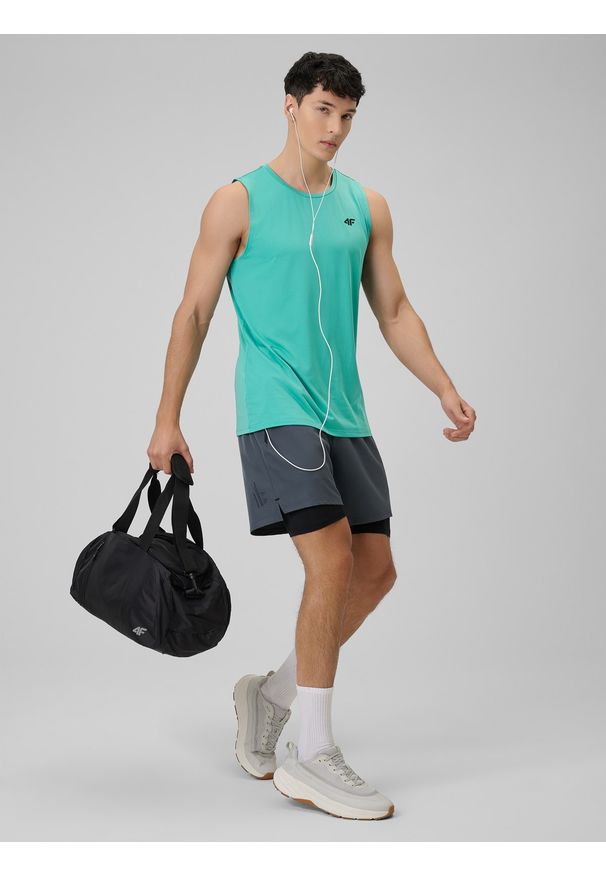 4f - 4F Koszulka treningowa regular szybkoschnąca męska - turkusowa S. Kolor: turkusowy. Długość rękawa: bez rękawów. Sport: fitness