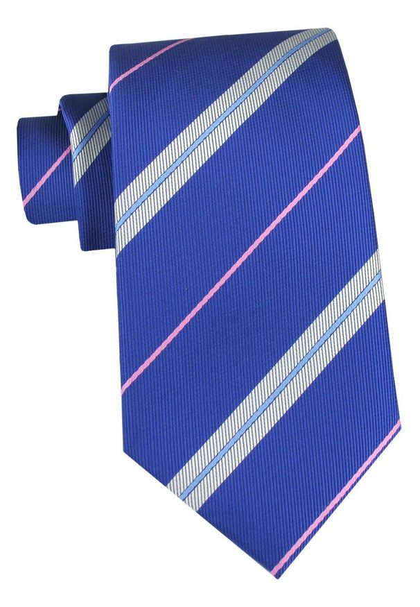 Klasyczny Krawat Klubowy - Alties - Niebieski, Prążek. Kolor: niebieski. Materiał: tkanina. Wzór: prążki. Styl: klasyczny