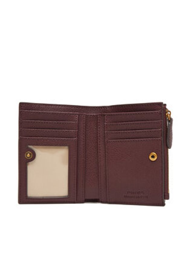 Pinko - PINKO Duży Portfel Damski Compact Wallet AI 25-26 PCPL 103612 A29Q Bordowy. Kolor: czerwony. Materiał: skóra