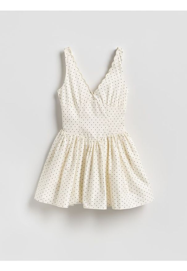 Reserved - Kombinezon z bawełną - złamana biel. Materiał: bawełna. Typ sukienki: proste