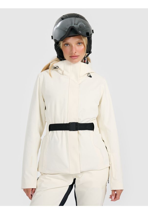 4f - 4F Kurtka narciarska membrana Dermizax 20000 damska - biała S. Typ kołnierza: kołnierzyk stójkowy. Kolor: biały. Sezon: zima
