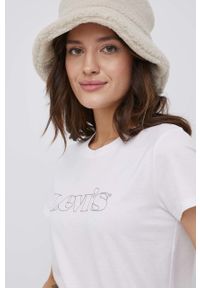 Levi's® - Levi's T-shirt bawełniany kolor biały. Okazja: na spotkanie biznesowe, na co dzień. Kolor: biały. Materiał: bawełna. Wzór: nadruk. Styl: biznesowy, casual #4