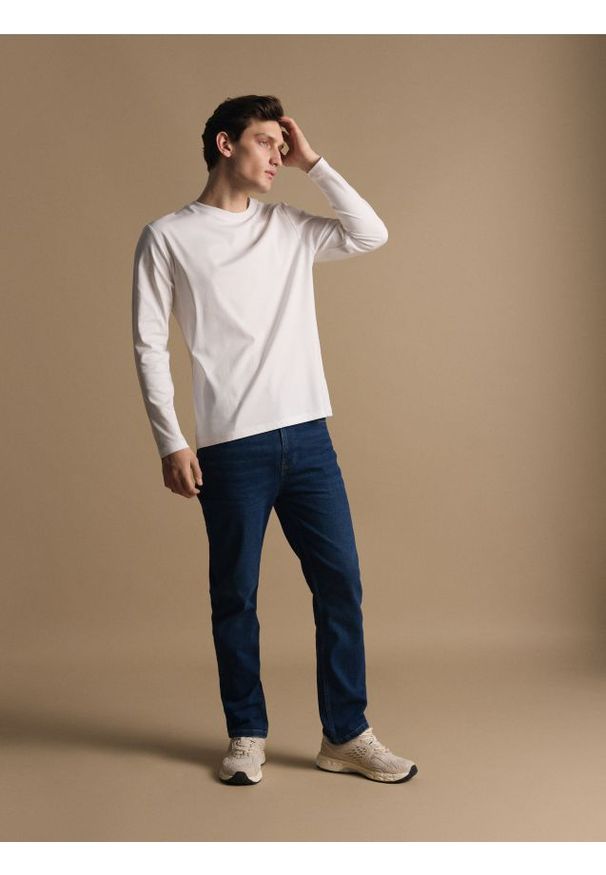 Reserved - Bawełniany longsleeve - biały. Kolor: biały. Materiał: bawełna. Długość rękawa: długi rękaw