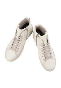 Białe Botki Rieker Modne Obuwie Damskie. Okazja: na co dzień. Zapięcie: sznurówki. Kolor: biały. Materiał: materiał, syntetyk. Szerokość cholewki: normalna. Styl: klasyczny, casual, elegancki #5