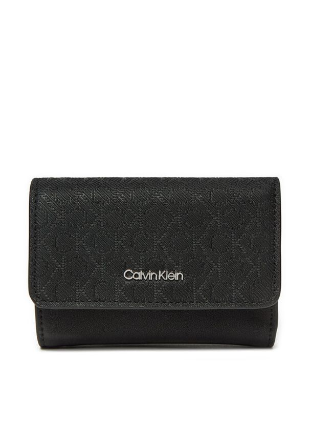 Calvin Klein Mały Portfel Damski Ck Must Small Trifold_Mono K60K612829 Czarny. Kolor: czarny. Materiał: skóra