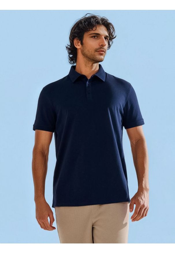 Sinsay - Koszulka polo - granatowy. Typ kołnierza: polo. Kolor: niebieski