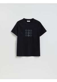 Reserved - T-shirt slim z merceryzowanej bawełny - czarny. Kolor: czarny. Materiał: bawełna #1