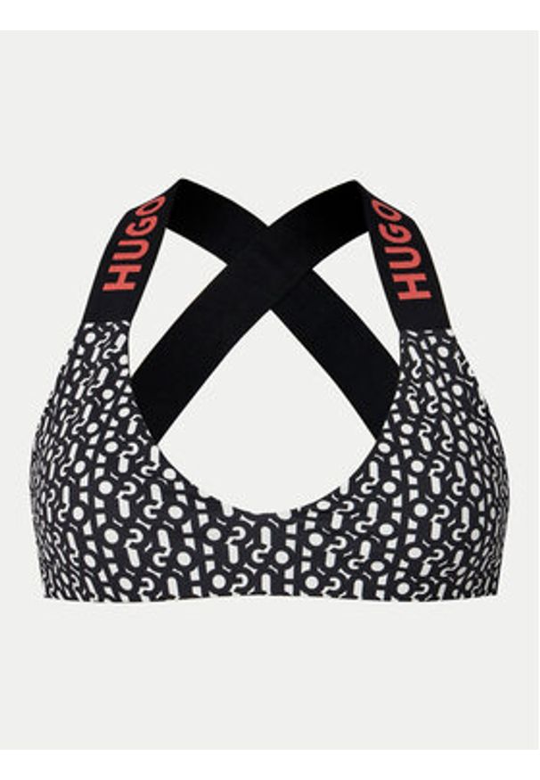 Hugo - HUGO Góra od bikini Monogram 50534948 Czarny. Kolor: czarny. Materiał: syntetyk