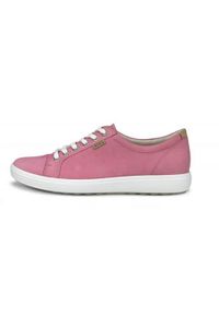 ecco - Buty do chodzenia damskie Ecco Sneaker Soft 7. Kolor: różowy. Materiał: skóra. Szerokość cholewki: normalna. Sport: turystyka piesza