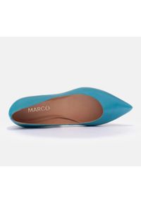 Marco Shoes Subtelne balerinki niebieskie. Kolor: niebieski. Materiał: skóra. Styl: klasyczny