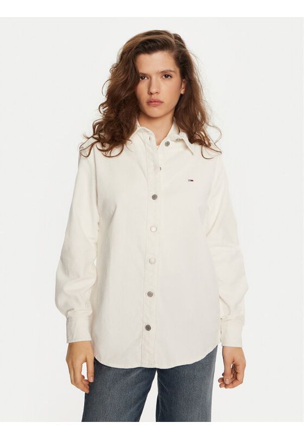 Tommy Jeans Koszula DW0DW18871 Écru Relaxed Fit. Materiał: sztruks, bawełna