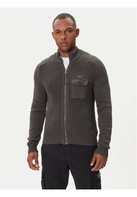 Aeronautica Militare Kardigan 252MA1565UL00409 Szary Regular Fit. Kolor: szary. Materiał: bawełna