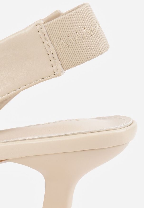 Renee - Beżowe Czółenka Sandały Vices na Kaczuszce Typu Slingback Liluriela. Okazja: na co dzień. Kolor: beżowy. Wzór: kwiaty. Sezon: lato. Obcas: na szpilce. Styl: elegancki, casual. Wysokość obcasa: średni