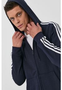 Adidas - adidas Bluza GK9053 męska kolor granatowy z kapturem gładka. Okazja: na co dzień. Typ kołnierza: kaptur. Kolor: niebieski. Materiał: bawełna, poliester, dzianina. Wzór: gładki. Styl: casual #5