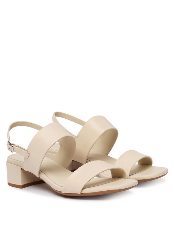 ecco - ECCO Sandały Liva 25030301378 Écru. Kolor: kremowy. Materiał: skóra