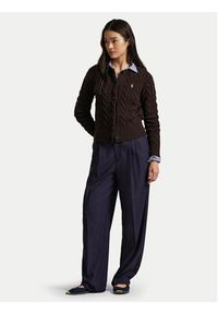 Polo Ralph Lauren Kardigan 211972104007 Brązowy Slim Fit. Typ kołnierza: polo. Kolor: brązowy. Materiał: wełna #6