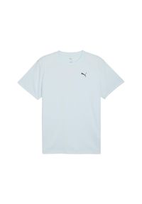 Puma - Męska koszulka do biegania z nadrukiem Faster PUMA Sea Glass Blue. Kolor: niebieski. Materiał: skóra. Wzór: nadruk. Sport: bieganie, fitness