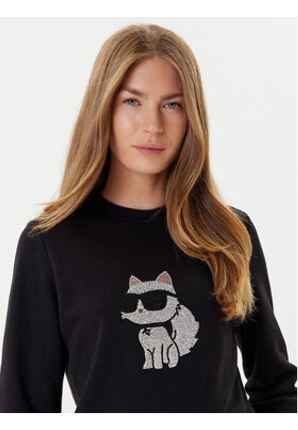 Karl Lagerfeld - KARL LAGERFELD Bluza A3W20066 Czarny Regular Fit. Typ kołnierza: dekolt w karo. Kolor: czarny. Materiał: bawełna