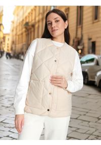 Sinsay - Kamizelka pikowana - kremowy. Kolor: kremowy. Materiał: materiał