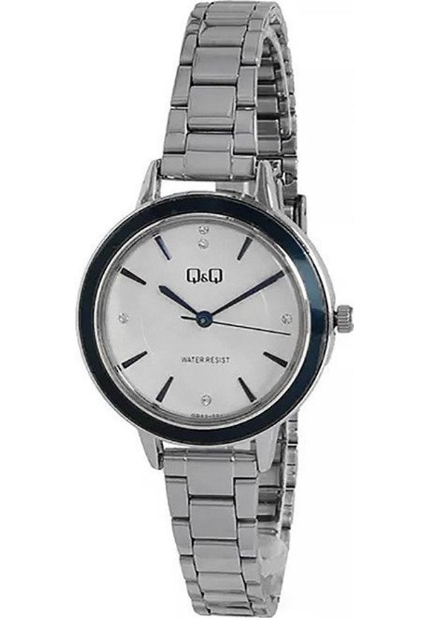 Zegarek QQ Zegarek damski QQ QB89-201 CYRKONIE srebrny. Kolor: srebrny