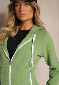 Renee - Zielona Bluza z Bawełną i Kapturem na Suwak Arsetia. Okazja: na co dzień. Typ kołnierza: kaptur. Kolor: zielony. Materiał: bawełna. Długość rękawa: długi rękaw. Długość: długie. Styl: sportowy, casual
