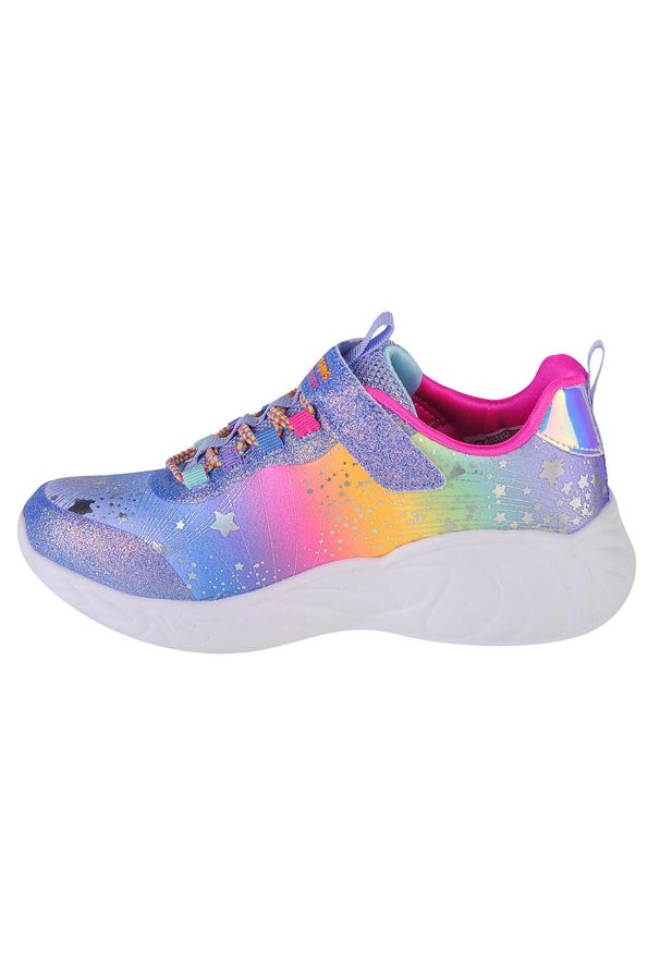 skechers - Buty do chodzenia dla dzieci Skechers Slights Unicorn Dreams. Zapięcie: rzepy. Kolor: wielokolorowy, różowy, niebieski, fioletowy. Materiał: guma, materiał, syntetyk. Szerokość cholewki: normalna. Sport: turystyka piesza