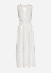 Born2be - Biała Sukienka o Rozkloszowanym Kroju Bez Rękawów z Kopertowym Dekoltem Filoria. Typ kołnierza: dekolt kopertowy. Kolor: biały. Długość rękawa: bez rękawów. Typ sukienki: kopertowe. Styl: elegancki #6