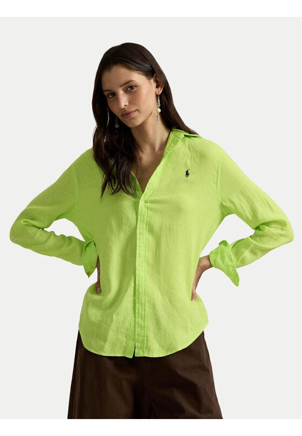 Polo Ralph Lauren Koszula 211970730509 Zielony Classic Fit. Typ kołnierza: polo. Kolor: zielony. Materiał: len