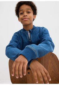 bonprix - Bawełniana dżinsowa kurtka bomberka. Kolor: niebieski. Materiał: bawełna #3