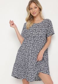 Born2be - Niebieska Sukienka z Bawełną w Kwiatowy Wzór Lunasenia. Okazja: na co dzień. Kolor: niebieski. Materiał: bawełna. Wzór: kwiaty. Styl: elegancki, casual #5